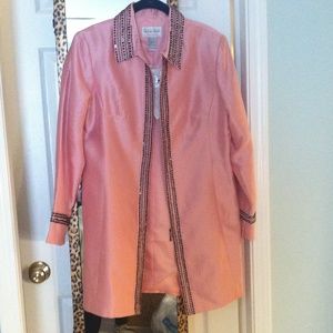 Blush raw silk duster.